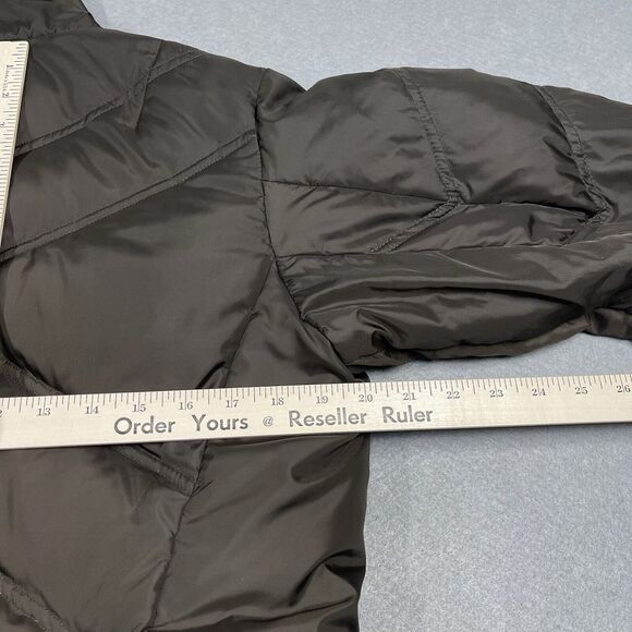 Eddie Bauer Jacket Womens Medium Brown Premium Goose Down Puffer Floral Full Zip - Picture 15 of 16